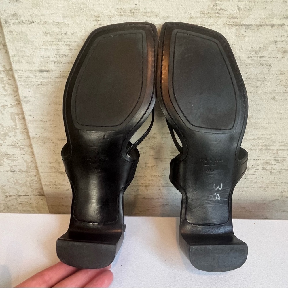 Rag & Bone Women's Colt Black Mid-Heel Sandal Size 9.5 Square Toe - Picture 11 of 16